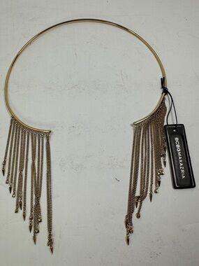 NWT BCBGMaxAzria Gold Fringe Collar Choker Necklace